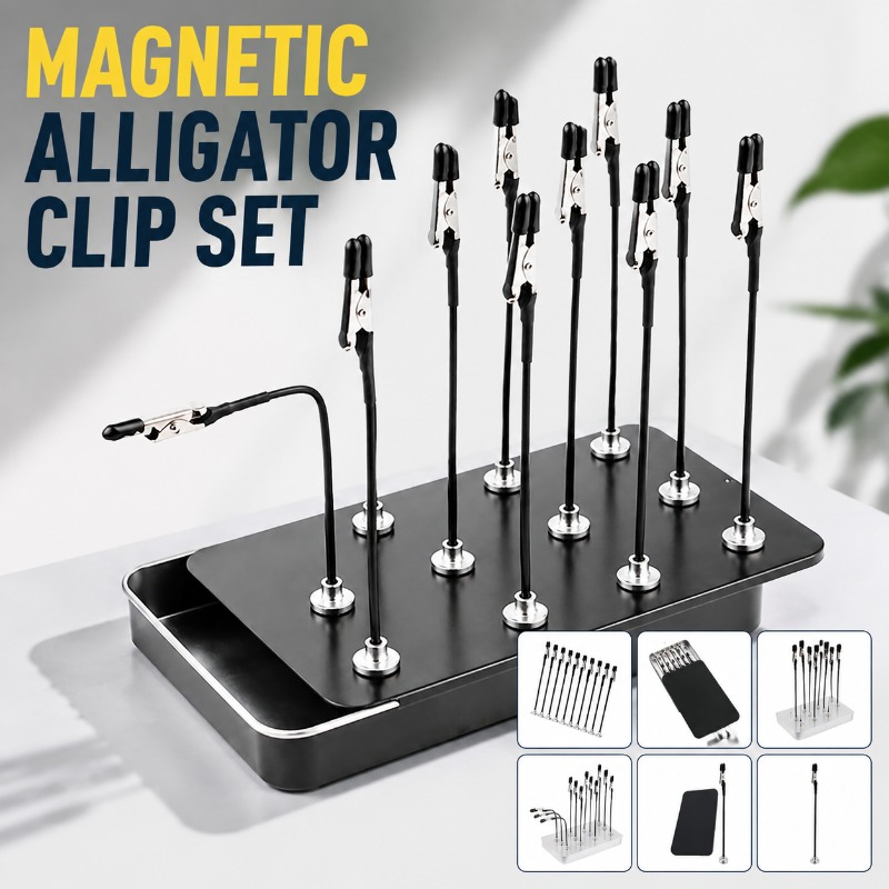 Crocodile Clip Set - Magnetische buigbare gecoate alligatorclipset, metalen krokodillenklemmen