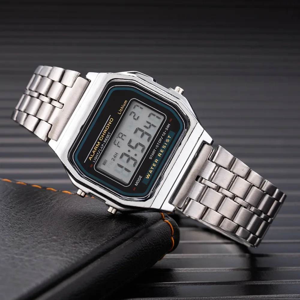 Diy Electronics Watch - Mode digitale herenhorloges Luxe roestvrijstalen schakelarmband